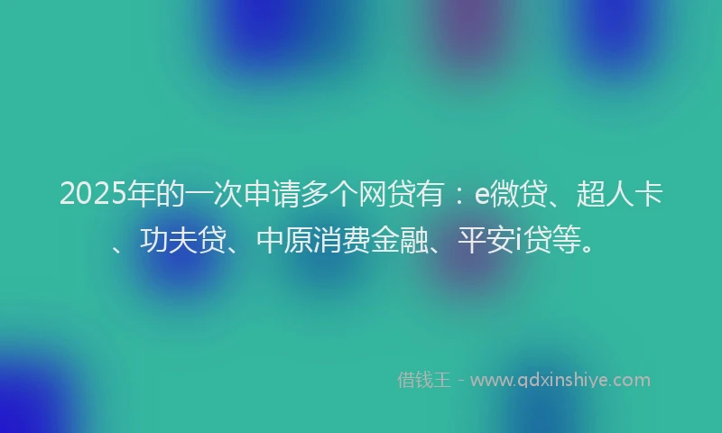 2025年的一次申请多个网贷有：e微贷、超人卡、功夫贷、中原消费金融、平安i贷等。