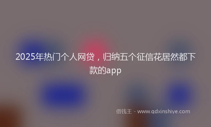 2025年热门个人网贷，归纳五个征信花居然都下款的app