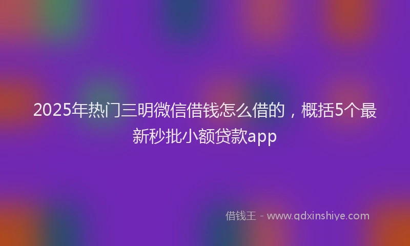 2025年热门三明微信借钱怎么借的，概括5个最新秒批小额贷款app