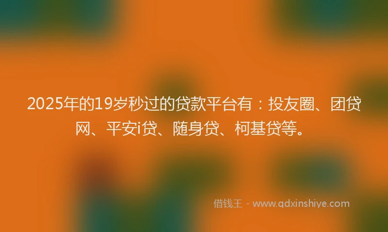 2025年的19岁秒过的贷款平台有：投友圈、团贷网、平安i贷、随身贷、柯基贷等。