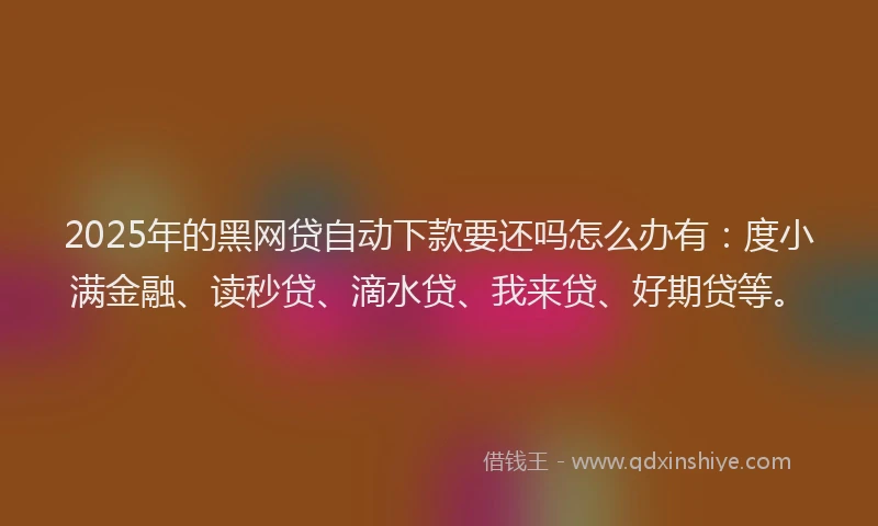 2025年的黑网贷自动下款要还吗怎么办有：度小满金融、读秒贷、滴水贷、我来贷、好期贷等。