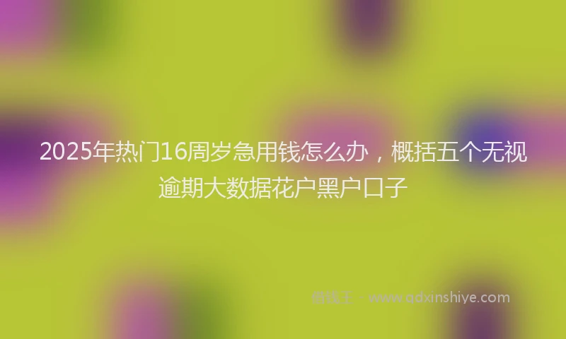 2025年热门16周岁急用钱怎么办，概括五个无视逾期大数据花户黑户口子
