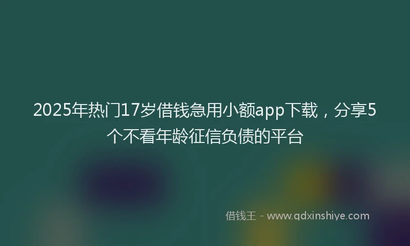 2025年热门17岁借钱急用小额app下载，分享5个不看年龄征信负债的平台