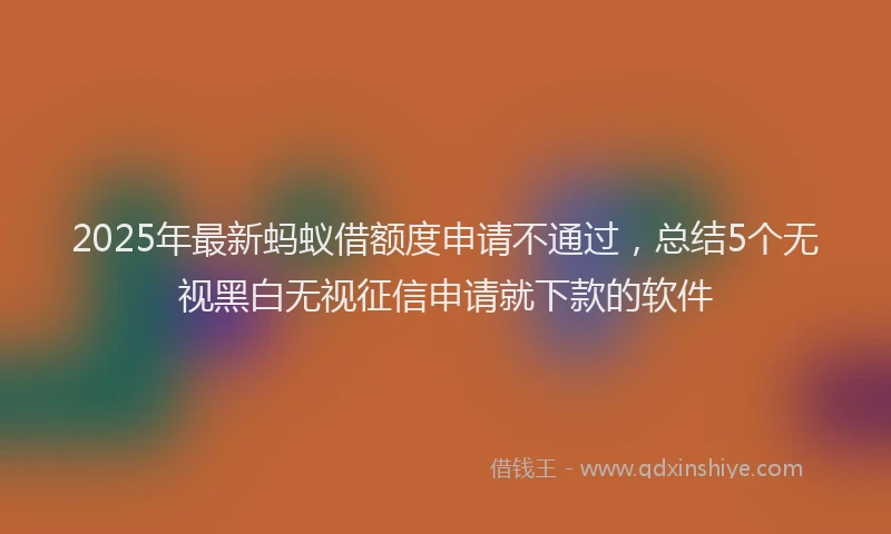 2025年最新蚂蚁借额度申请不通过，总结5个无视黑白无视征信申请就下款的软件