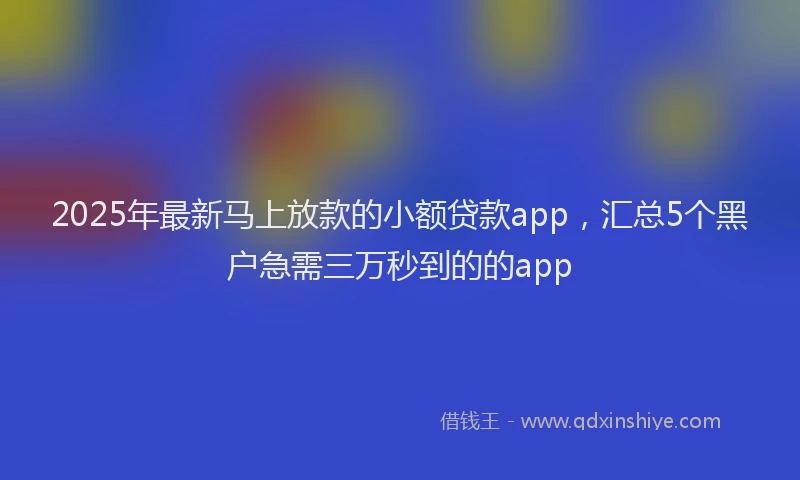 2025年最新马上放款的小额贷款app，汇总5个黑户急需三万秒到的的app
