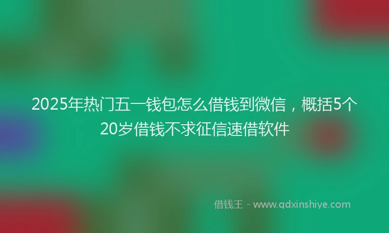 2025年热门五一钱包怎么借钱到微信，概括5个20岁借钱不求征信速借软件