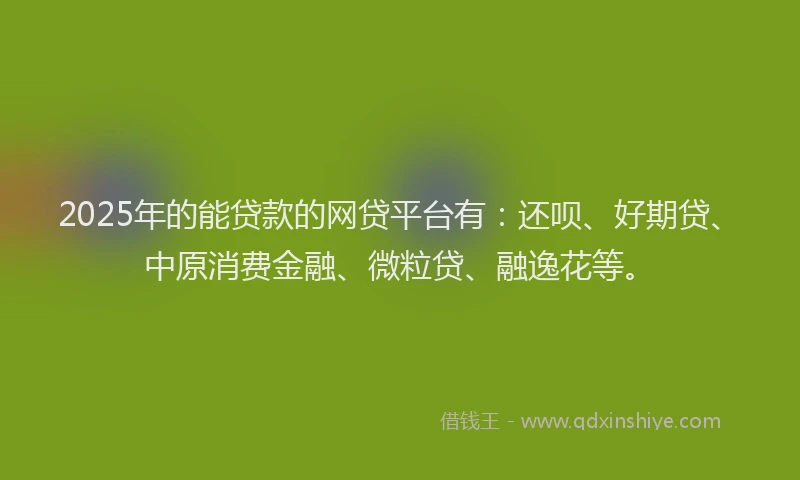 2025年的能贷款的网贷平台有：还呗、好期贷、中原消费金融、微粒贷、融逸花等。