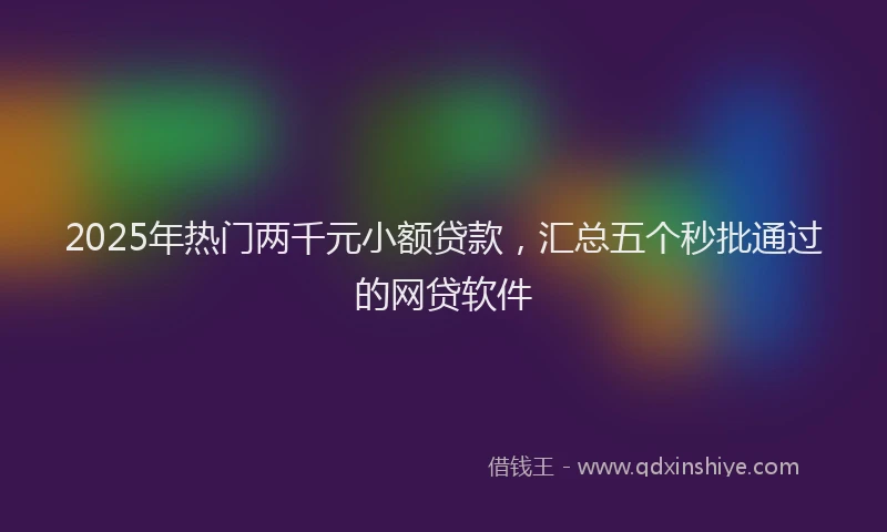 2025年热门两千元小额贷款，汇总五个秒批通过的网贷软件