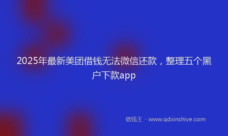 2025年最新美团借钱无法微信还款，整理五个黑户下款app