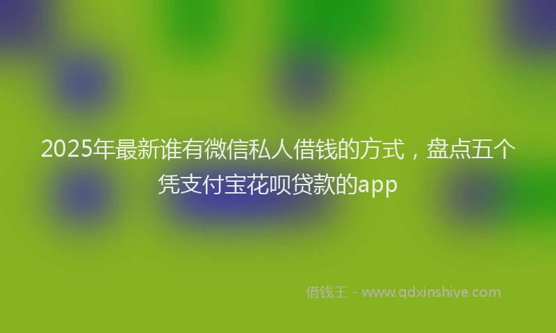 2025年最新谁有微信私人借钱的方式，盘点五个凭支付宝花呗贷款的app