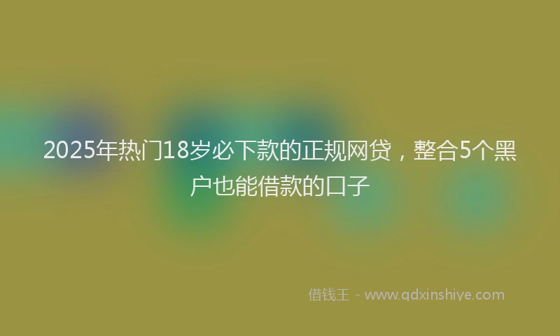 2025年热门18岁必下款的正规网贷，整合5个黑户也能借款的口子