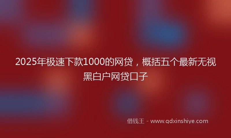 2025年极速下款1000的网贷，概括五个最新无视黑白户网贷口子