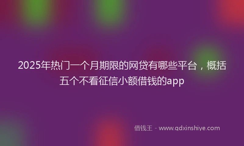 2025年热门一个月期限的网贷有哪些平台，概括五个不看征信小额借钱的app