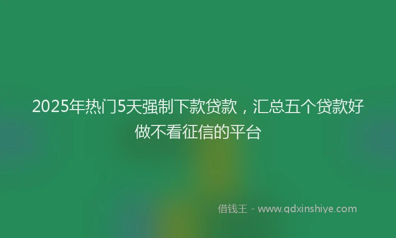2025年热门5天强制下款贷款，汇总五个贷款好做不看征信的平台
