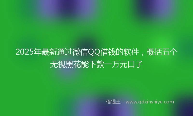 2025年最新通过微信QQ借钱的软件，概括五个无视黑花能下款一万元口子