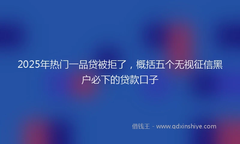 2025年热门一品贷被拒了，概括五个无视征信黑户必下的贷款口子