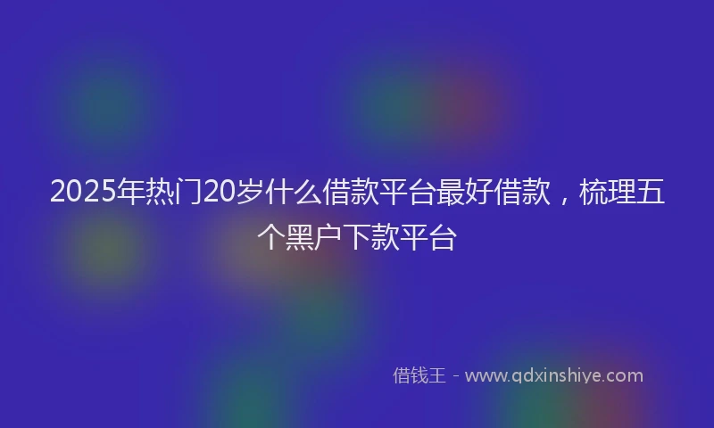 2025年热门20岁什么借款平台最好借款，梳理五个黑户下款平台