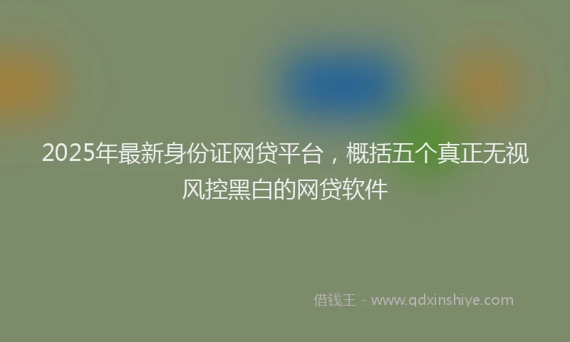 2025年最新身份证网贷平台，概括五个真正无视风控黑白的网贷软件