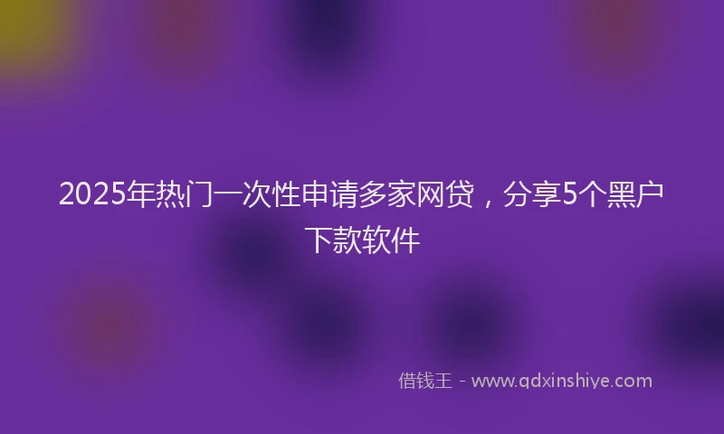 2025年热门一次性申请多家网贷，分享5个黑户下款软件