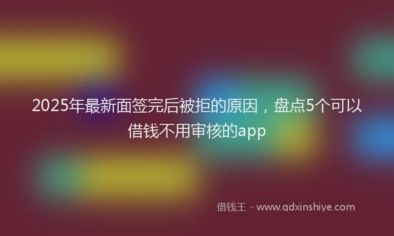 2025年最新面签完后被拒的原因，盘点5个可以借钱不用审核的app