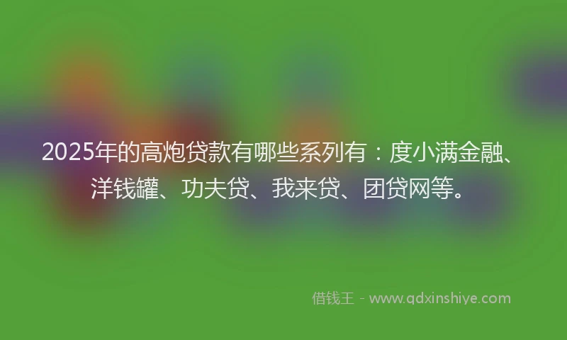 2025年的高炮贷款有哪些系列有：度小满金融、洋钱罐、功夫贷、我来贷、团贷网等。