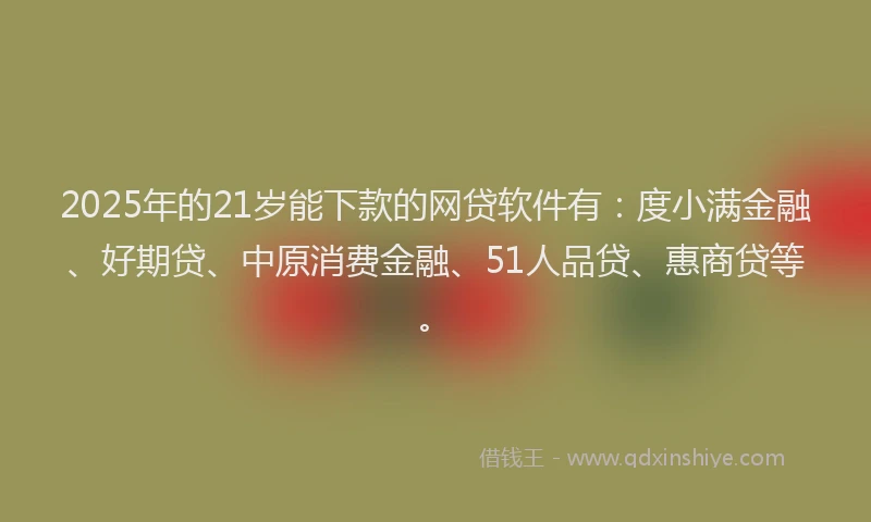 2025年的21岁能下款的网贷软件有：度小满金融、好期贷、中原消费金融、51人品贷、惠商贷等。