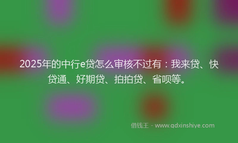 2025年的中行e贷怎么审核不过有：我来贷、快贷通、好期贷、拍拍贷、省呗等。