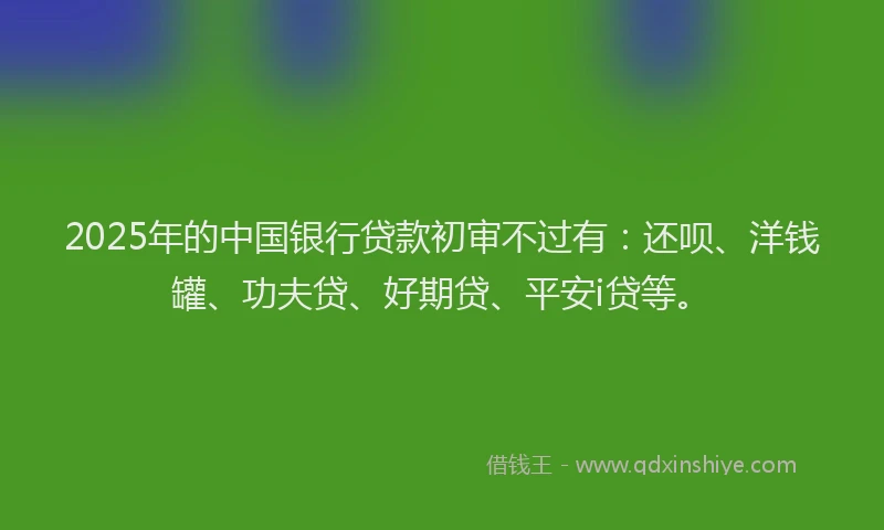 2025年的中国银行贷款初审不过有：还呗、洋钱罐、功夫贷、好期贷、平安i贷等。