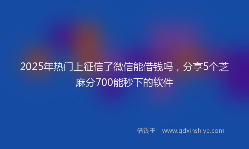 2025年热门上征信了微信能借钱吗，分享5个芝麻分700能秒下的软件