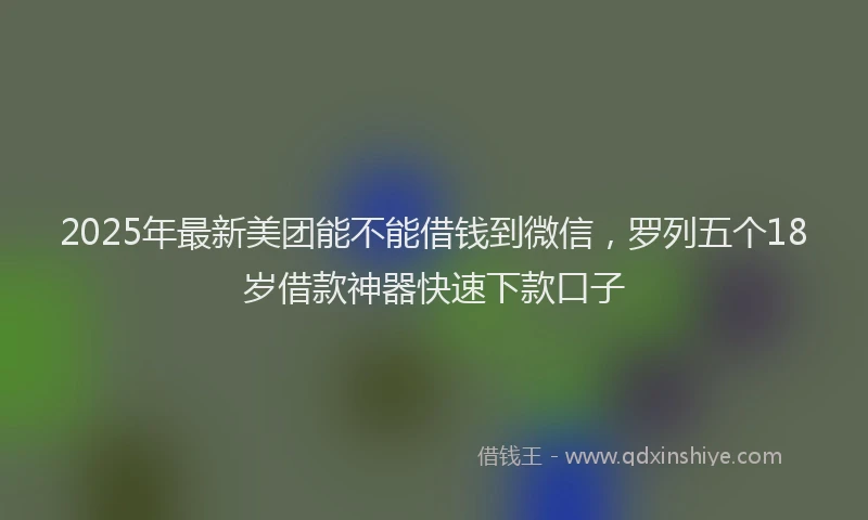 2025年最新美团能不能借钱到微信，罗列五个18岁借款神器快速下款口子
