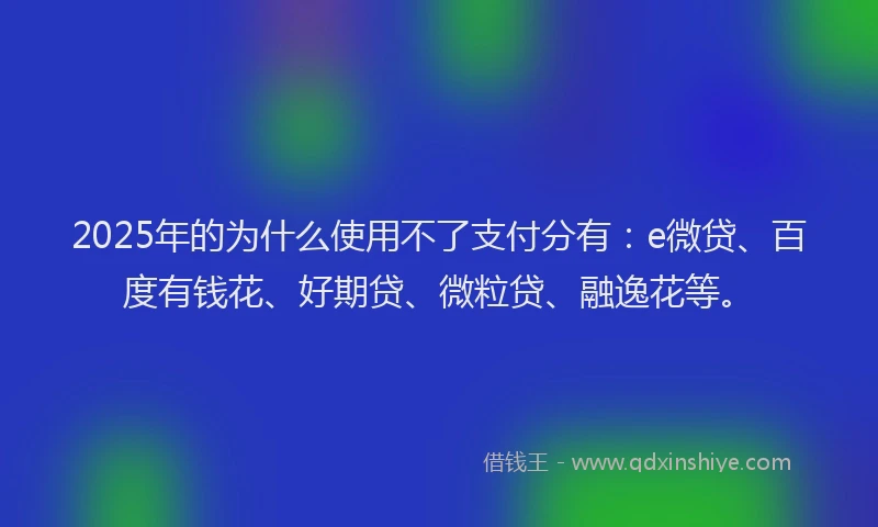 2025年的为什么使用不了支付分有：e微贷、百度有钱花、好期贷、微粒贷、融逸花等。