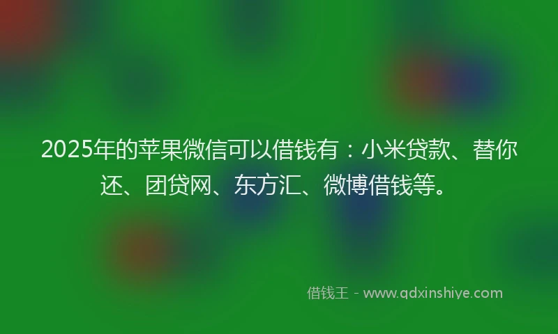 2025年的苹果微信可以借钱有：小米贷款、替你还、团贷网、东方汇、微博借钱等。