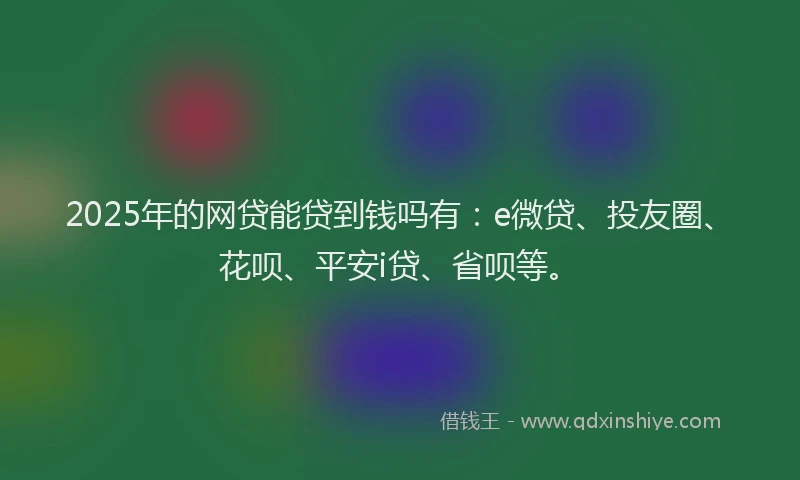 2025年的网贷能贷到钱吗有：e微贷、投友圈、花呗、平安i贷、省呗等。