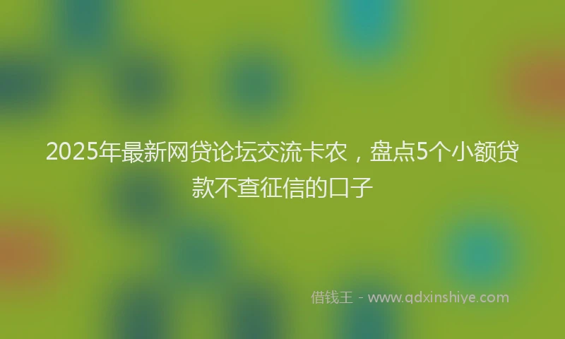 2025年最新网贷论坛交流卡农，盘点5个小额贷款不查征信的口子