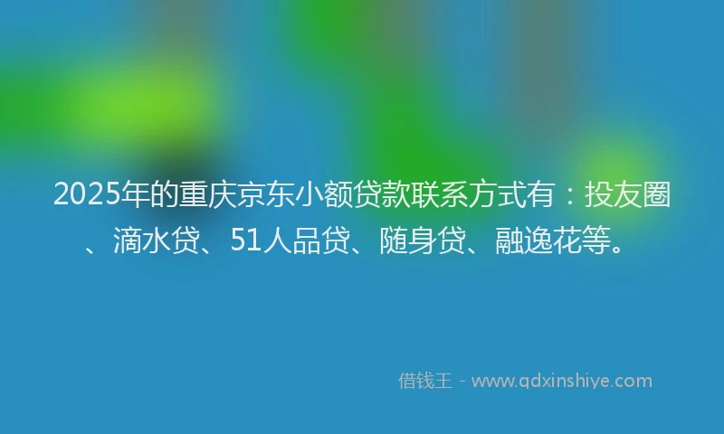 2025年的重庆京东小额贷款联系方式有：投友圈、滴水贷、51人品贷、随身贷、融逸花等。