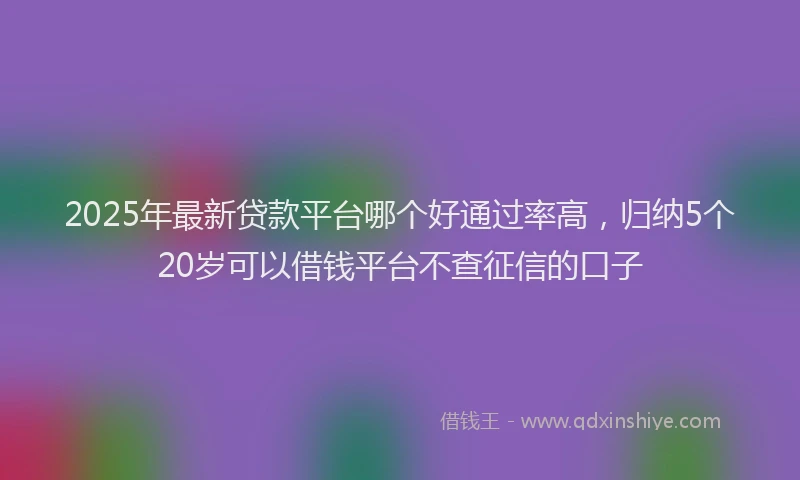 2025年最新贷款平台哪个好通过率高，归纳5个20岁可以借钱平台不查征信的口子