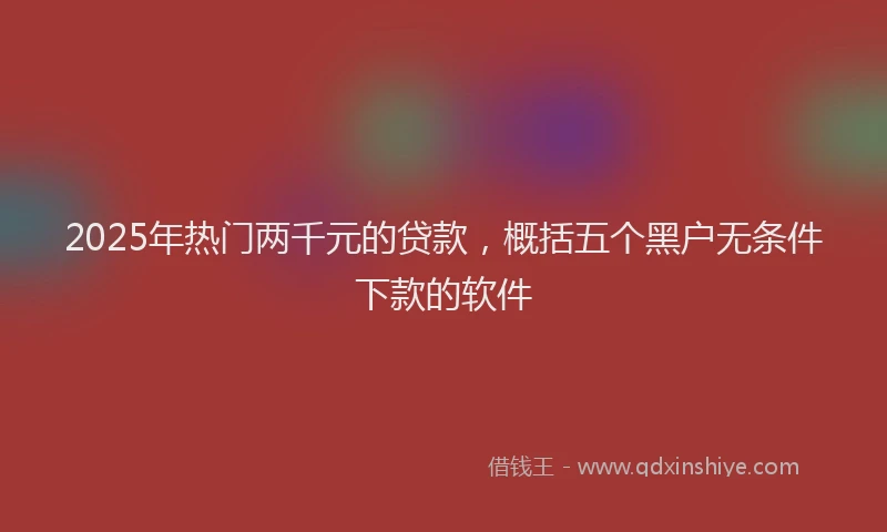 2025年热门两千元的贷款，概括五个黑户无条件下款的软件