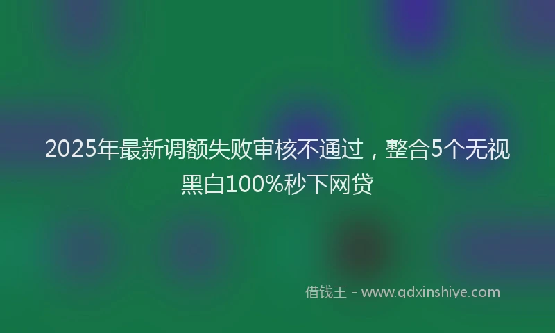 2025年最新调额失败审核不通过，整合5个无视黑白100%秒下网贷