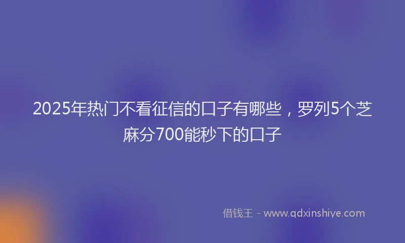 2025年热门不看征信的口子有哪些，罗列5个芝麻分700能秒下的口子