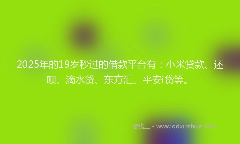 2025年的19岁秒过的借款平台有：小米贷款、还呗、滴水贷、东方汇、平安i贷等。
