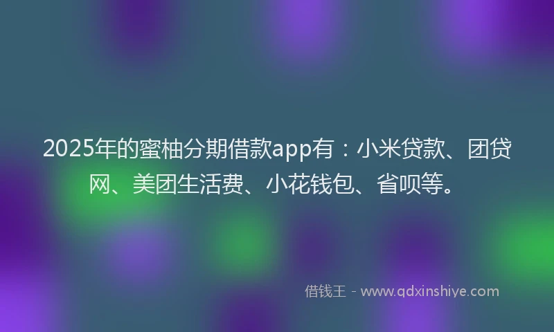2025年的蜜柚分期借款app有：小米贷款、团贷网、美团生活费、小花钱包、省呗等。
