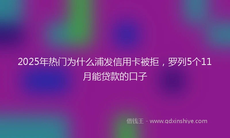 2025年热门为什么浦发信用卡被拒，罗列5个11月能贷款的口子
