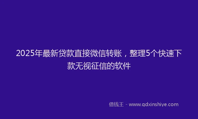 2025年最新贷款直接微信转账，整理5个快速下款无视征信的软件
