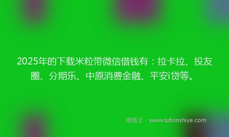 2025年的下载米粒带微信借钱有：拉卡拉、投友圈、分期乐、中原消费金融、平安i贷等。
