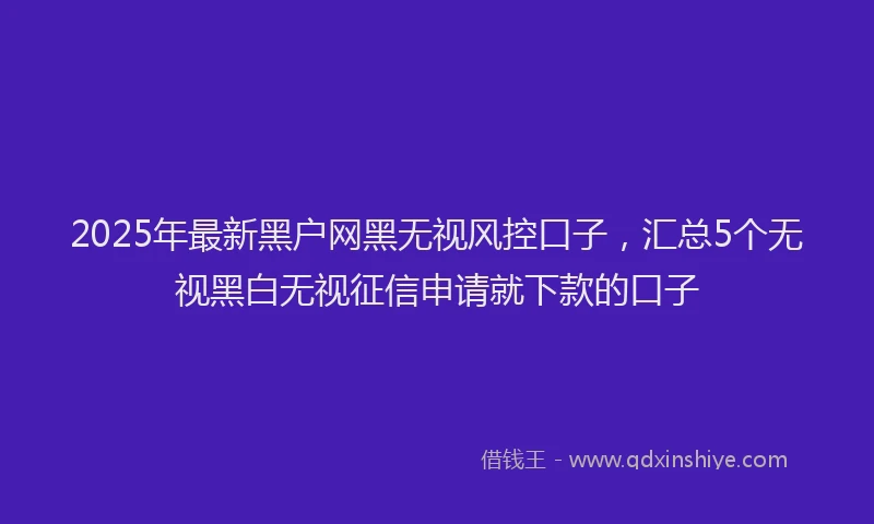 2025年最新黑户网黑无视风控口子，汇总5个无视黑白无视征信申请就下款的口子