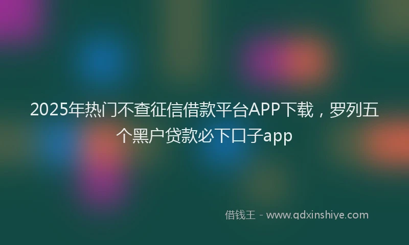 2025年热门不查征信借款平台APP下载，罗列五个黑户贷款必下口子app