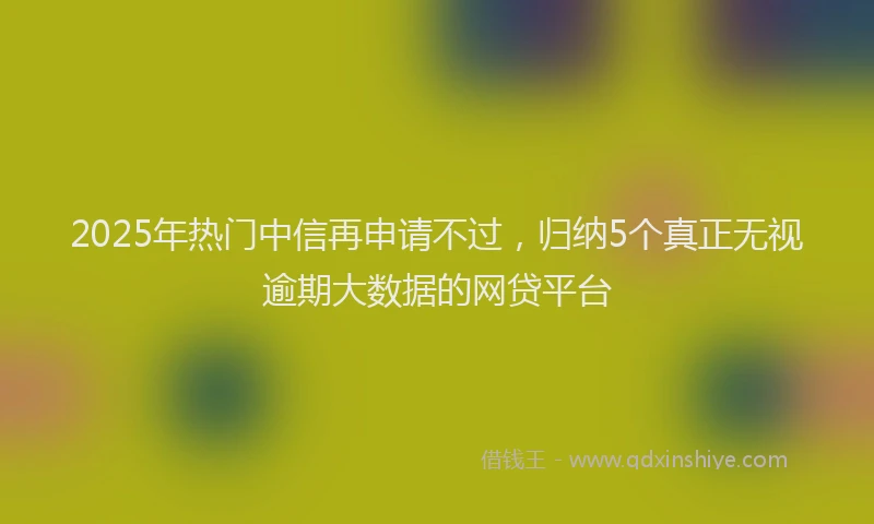 2025年热门中信再申请不过，归纳5个真正无视逾期大数据的网贷平台