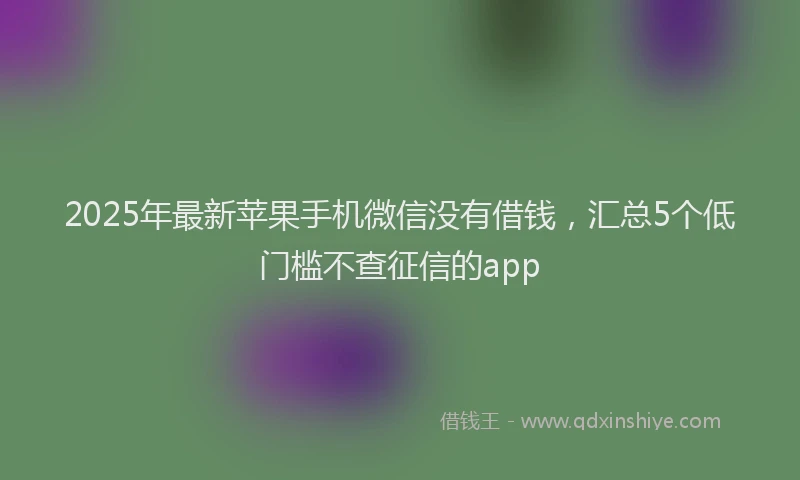 2025年最新苹果手机微信没有借钱，汇总5个低门槛不查征信的app