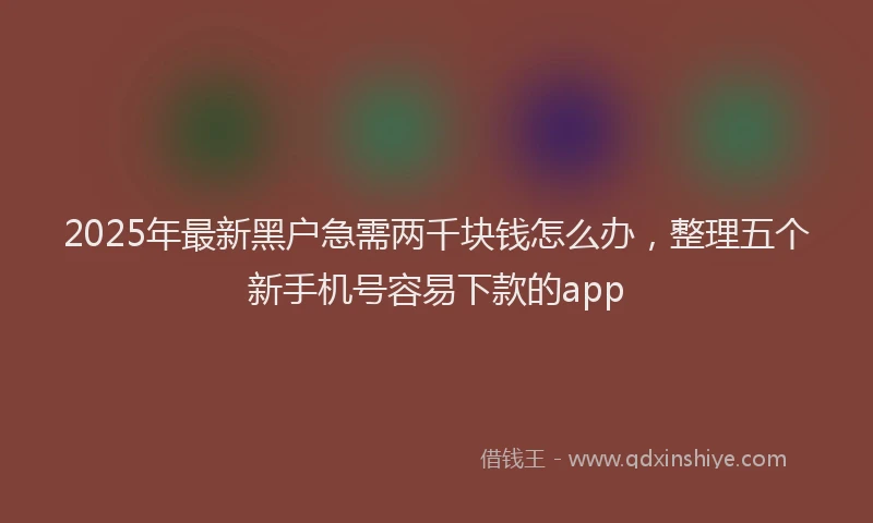 2025年最新黑户急需两千块钱怎么办，整理五个新手机号容易下款的app