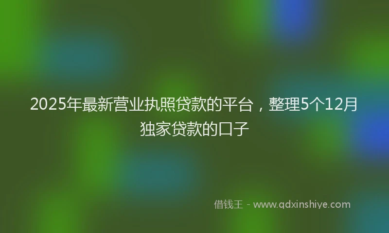 2025年最新营业执照贷款的平台，整理5个12月独家贷款的口子